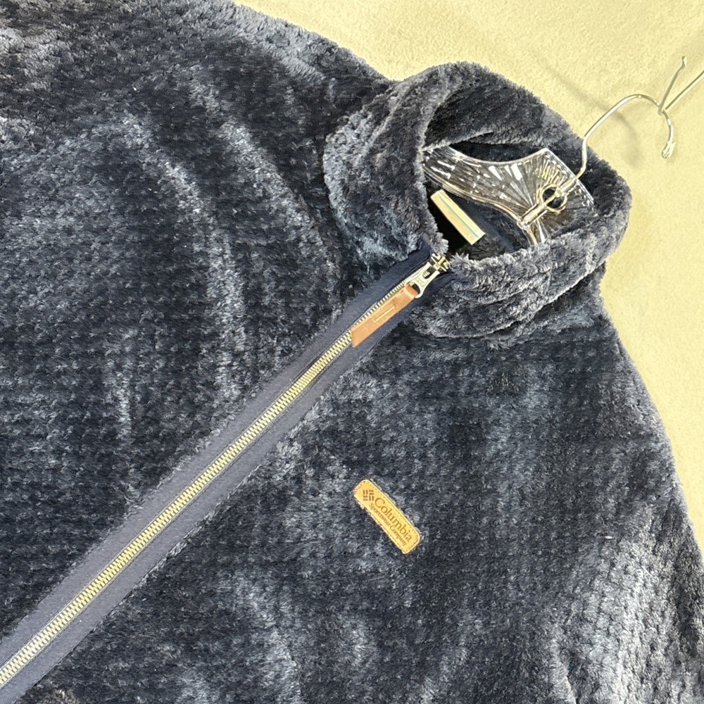 Columbia Fuzzy‎ Full Zip Jacket Blue Size Large Excellent Condition